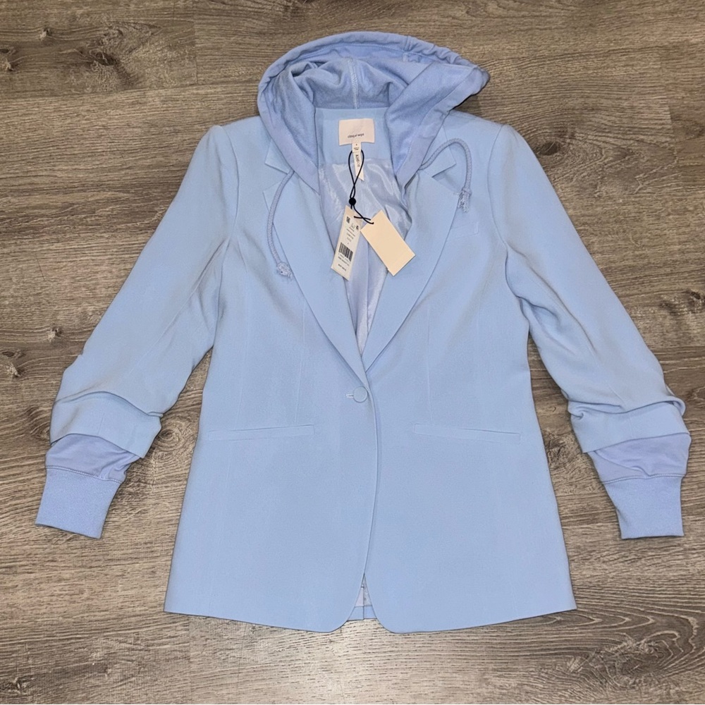 NWT CINQ A SEPT KHLOE ICICLE BLUE HOODED BLAZER JACKET 4 - Picture 12 of 12